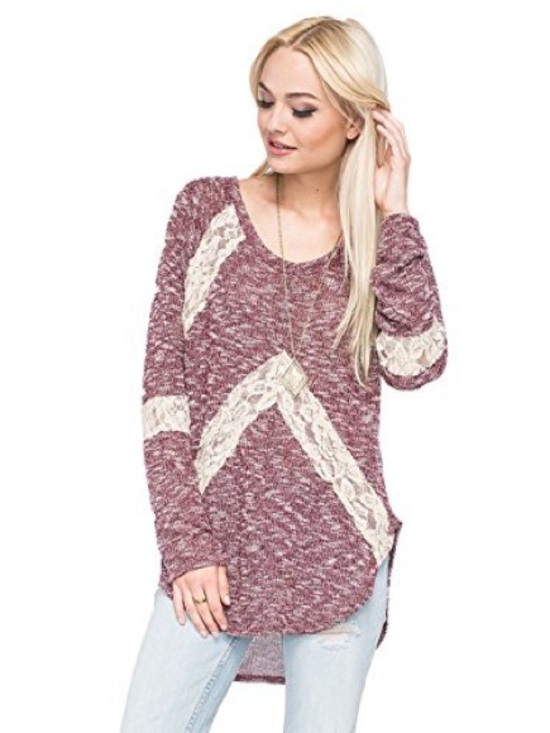 Free People Tops - Free People We the Free Lace Boho Knit and Lace Shirt